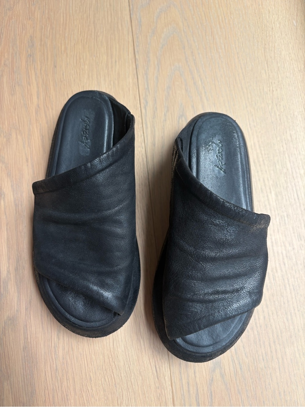 Marsell Black Leather Wrapped Slide Sandals